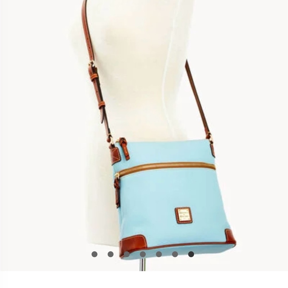 Dooney & Bourke Blue and Brown Crossbody Bag with Leather Trim - Picture 4 of 11